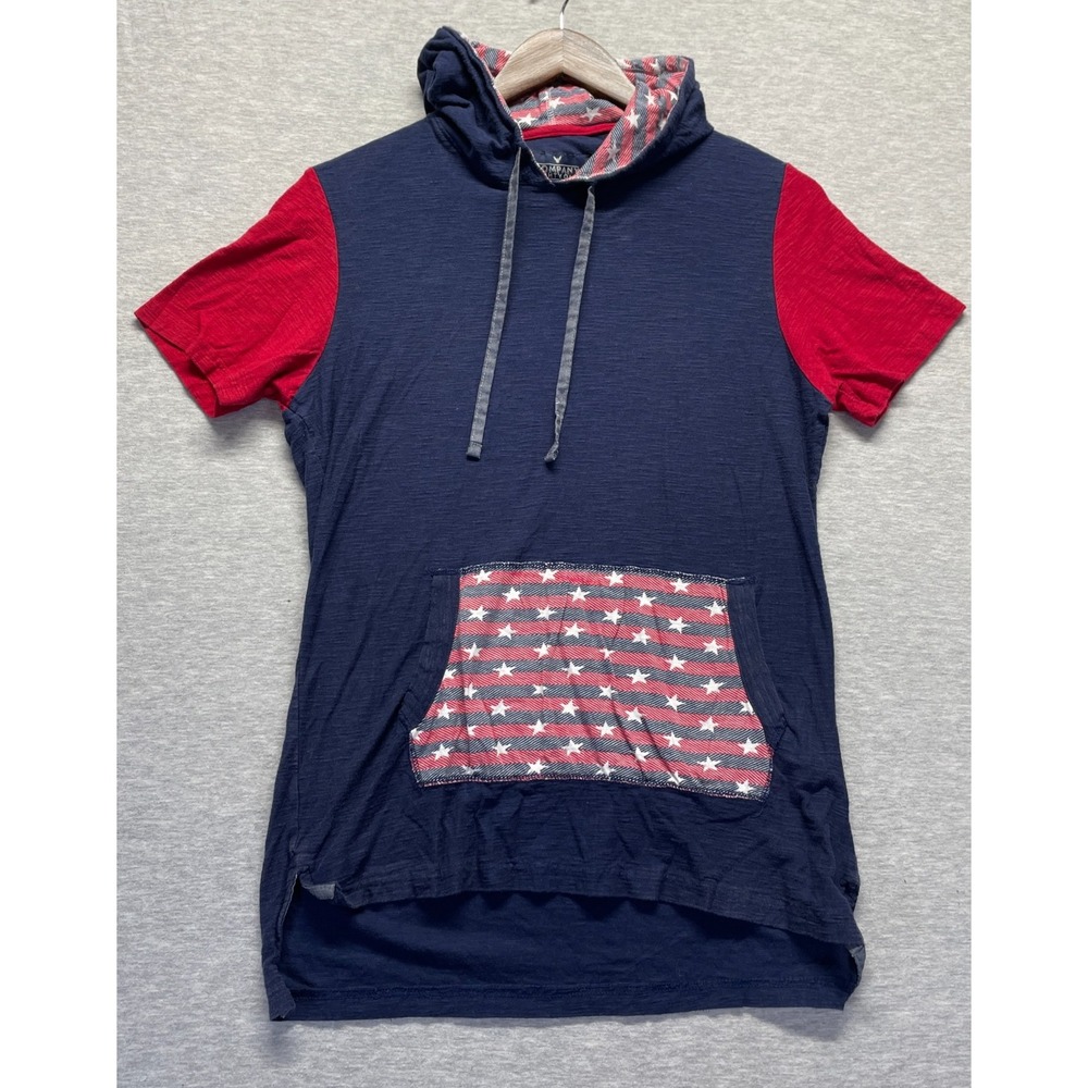 Company Eighty One Hoodie Womens Small Blue American Flag Stars High Low Slit